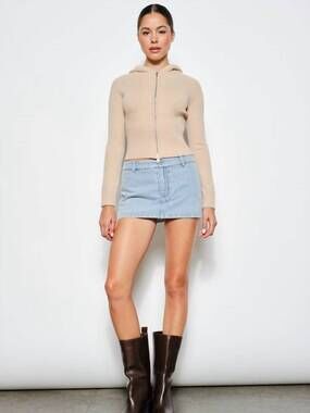 NEW PRETTY GARBAGE renee zip cardigan in mocha